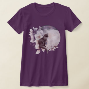 Schwarze Katze durch einen magischen Vollmond T-Shirt
