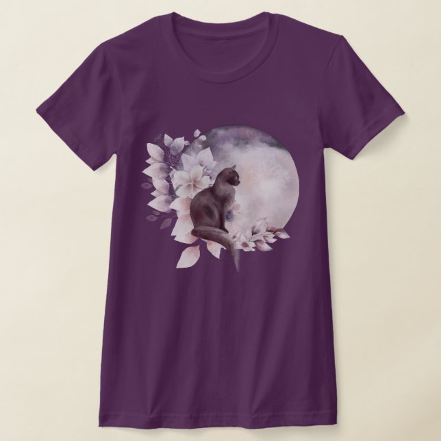 Schwarze Katze durch einen magischen Vollmond T-Shirt (Ablage )