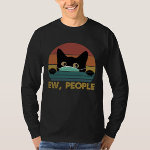 Schwarze Katze Eklige Leute Gesichtsmaske Vintage T-Shirt
