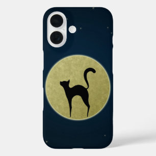 Schwarze Katze Eleganz Silhouette und Mond iPhone 16 Hülle