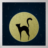 Schwarze Katze Eleganz Silhouette und Mond