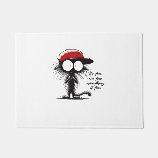 Schwarze Katze Es ist gut, ich bin gut alles ist g Fußmatte (Vorderseite)