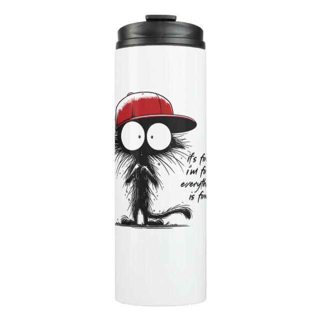 Schwarze Katze Es ist gut, ich bin gut alles ist g Thermosbecher (Vorderseite)