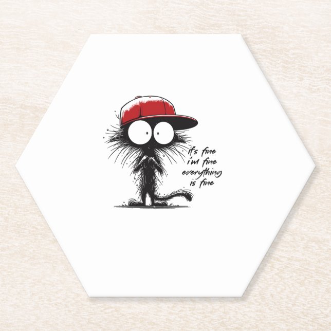 Schwarze Katze Es ist gut, ich bin gut alles ist g Untersetzer (Vorderseite)