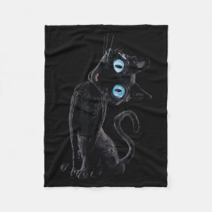 Schwarze Katze Faul Süß Meme Knopf Augen Katzenlie Fleecedecke