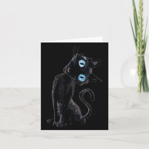 Schwarze Katze Faul Süß Meme Knopf Augen Katzenlie Karte