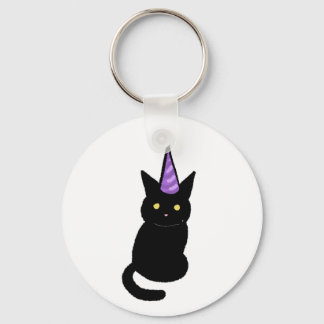 Schwarze Katze Feier Schlüsselanhänger