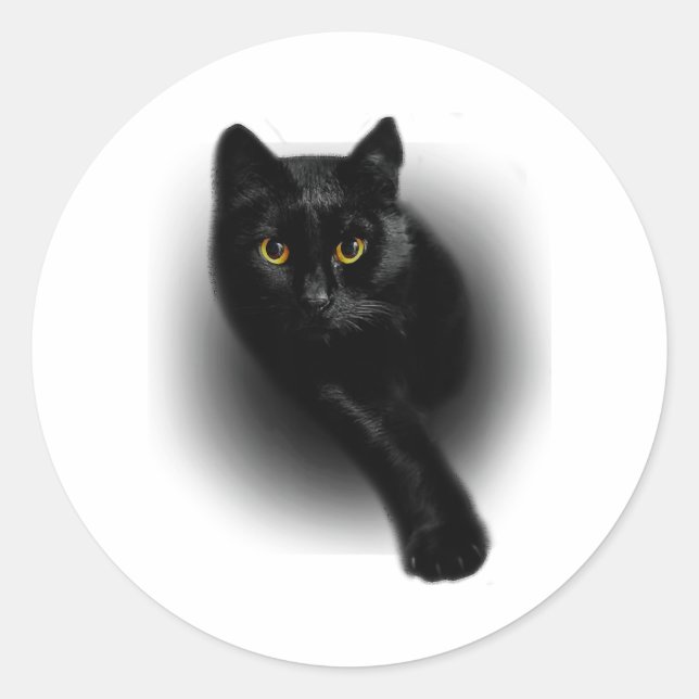 Schwarze Katze Feilenägel Runder Aufkleber (Vorderseite)