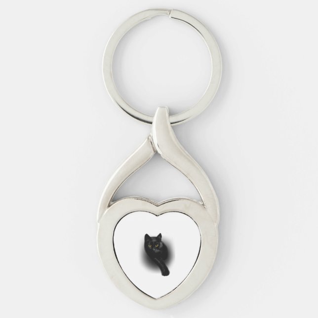 Schwarze Katze Feilenägel Schlüsselanhänger (Vorderseite)