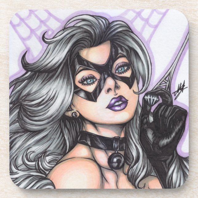 Schwarze Katze ~ Felicia Hardy Getränkeuntersetzer (Vorderseite)