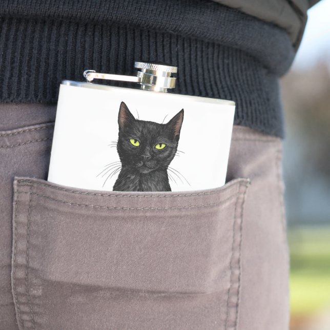 Schwarze Katze Flachmann (Beispiel)