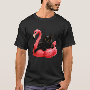 Schwarze Katze Flamingo Kätzchen Liebhaber Feline T-Shirt