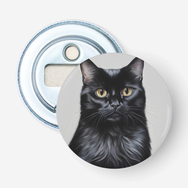 Schwarze Katze Flaschenöffner (Vorderseite)