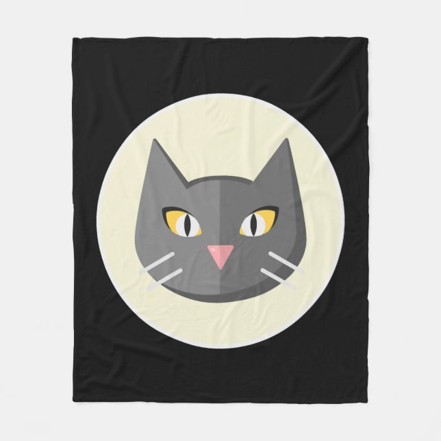 Schwarze Katze Fleecedecke (Vorderseite)