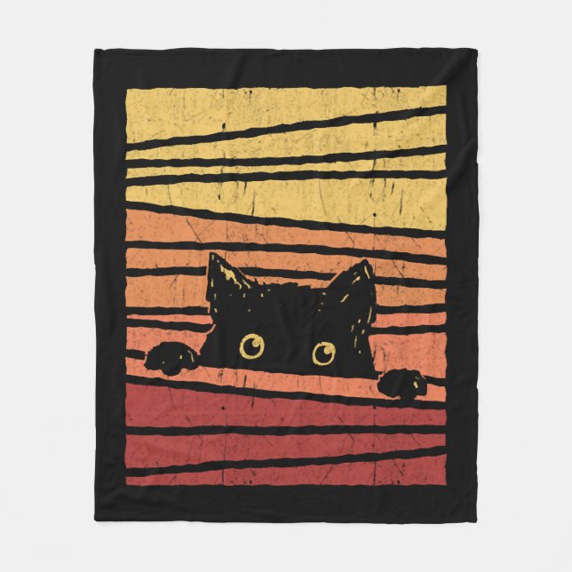 Schwarze Katze Fleecedecke (Vorderseite)