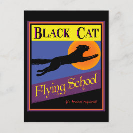Schwarze Katze Flying School Vintages Halloween Po Postkarte