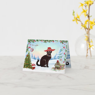 Schwarze Katze Frohe Feiertage Karte