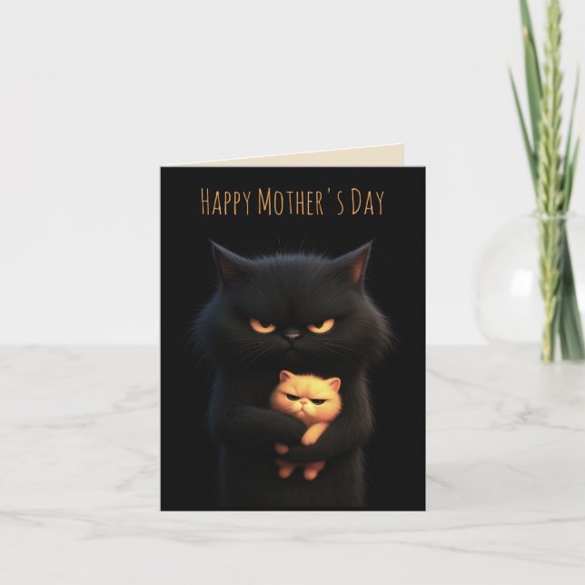 Schwarze Katze Frohen Muttertag Karte (Vorderseite)
