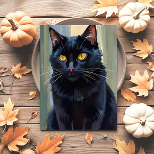 Schwarze Katze   Frohes Halloween Gruselig  Feiertagspostkarte