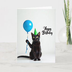 Schwarze Katze Geburtstagshut Karte