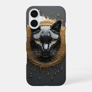 Schwarze Katze Geheimnisvolles Design 🐈‍⬛ iPhone 16 Hülle