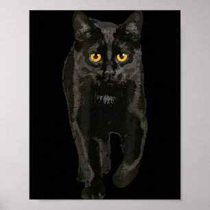 Schwarze Katze, gehendes Kätzchen, Halloween und M Poster