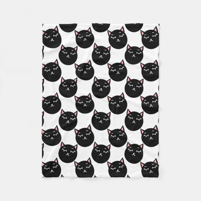 Schwarze Katze geht Muster, katzenartigen Entwurf Fleecedecke (Vorderseite)