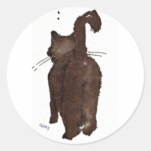 Schwarze Katze geht weg Runder Aufkleber