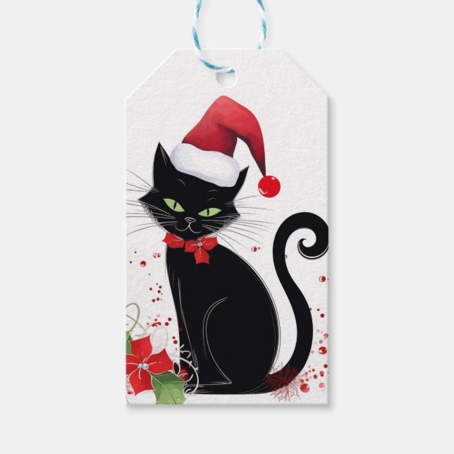 Schwarze Katze Geschenkanhänger (Vorderseite)