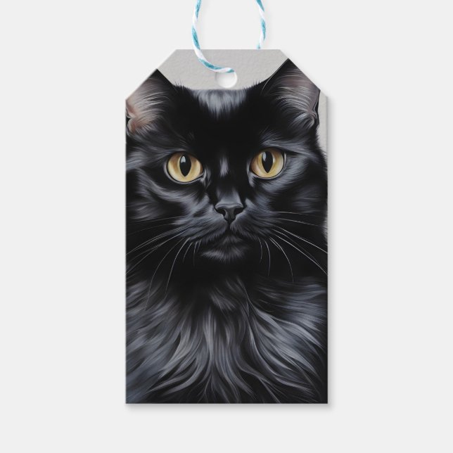 Schwarze Katze Geschenkanhänger (Vorderseite)