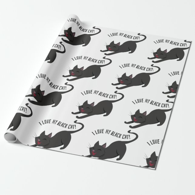 Schwarze Katze Geschenkpapier (Ungerollt)