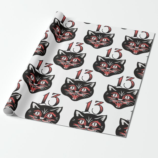 Schwarze Katze Geschenkpapier (Ungerollt)
