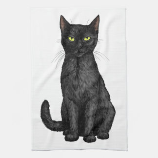 Schwarze Katze Geschirrtuch