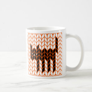 SCHWARZE KATZE GESTRICKT Weiße Tasse