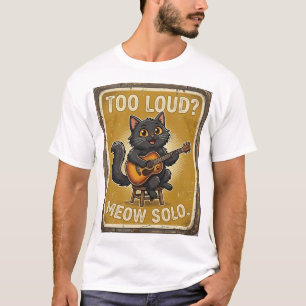 Schwarze Katze Gitarre Miauen Solo T-Shirt