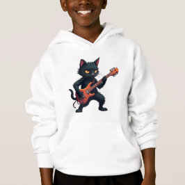 Schwarze Katze Gitarrenspieler Hoodie