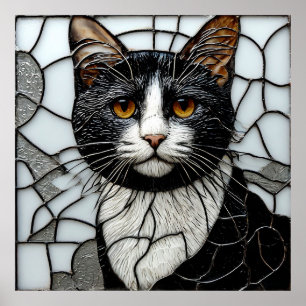 Schwarze Katze Glow ✨ Mystische gothische Wandkuns Poster