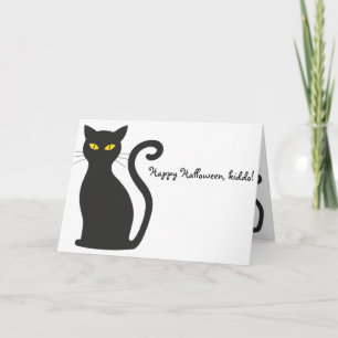 Schwarze Katze: Glückliches Halloween, Ikone! Karte