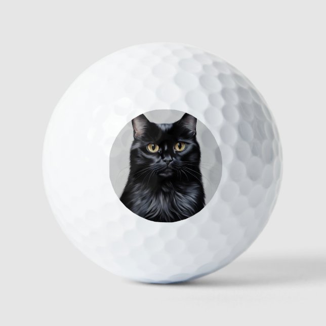 Schwarze Katze Golfball (Vorderseite)