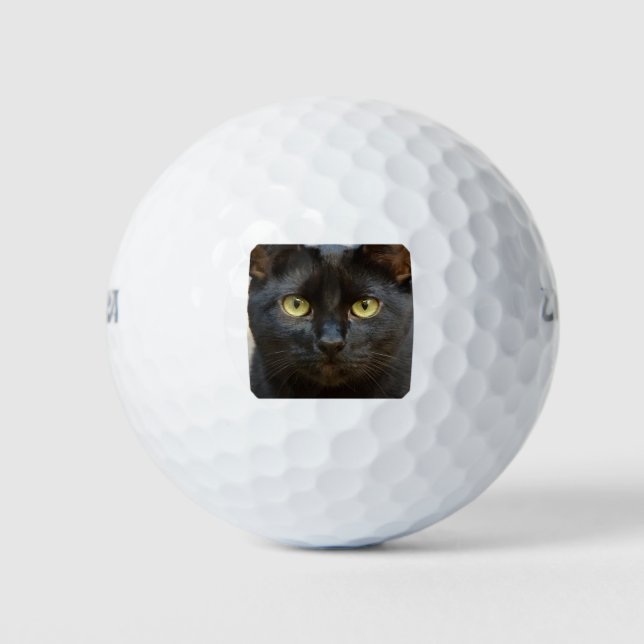 Schwarze Katze Golfball (Vorderseite)