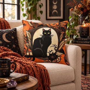 Schwarze Katze Gothic-Halloween-Volksdesign Kissen
