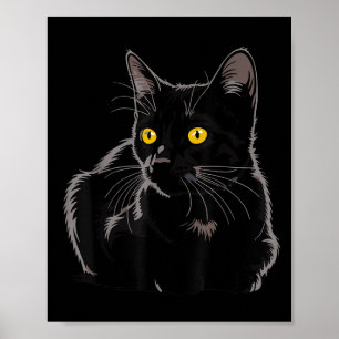 Schwarze Katze Grafik mit gelben Augen Cooler Vint Poster