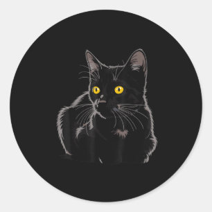 Schwarze Katze Grafik mit gelben Augen Cooler Vint Runder Aufkleber