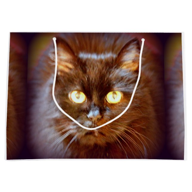 schwarze Katze Große Geschenktüte (Vorderseite)