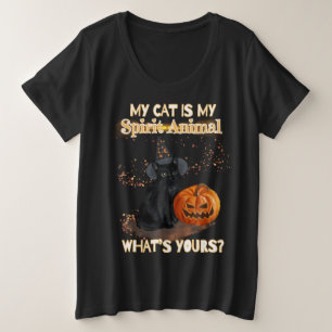 Schwarze Katze Große Größe T-Shirt
