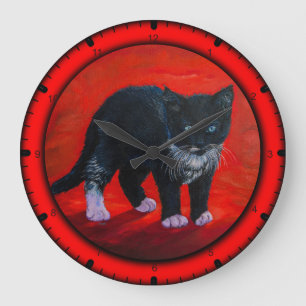 Schwarze Katze Große Wanduhr
