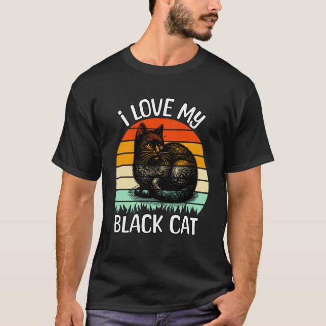 Schwarze Katze Grumpy Schwarze Katze T-Shirt (Vorderseite)