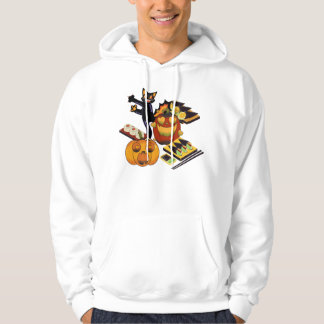 Schwarze Katze & Grusel-Herzenaugen-Kürbis-Sushi Hoodie