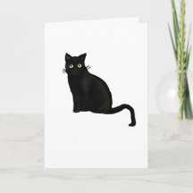 Schwarze Katze Grußkarte  leer im Inneren