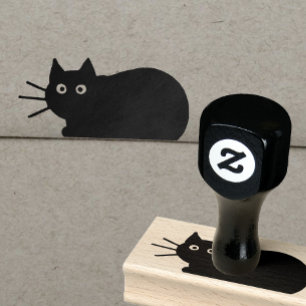 Schwarze Katze Gummistempel